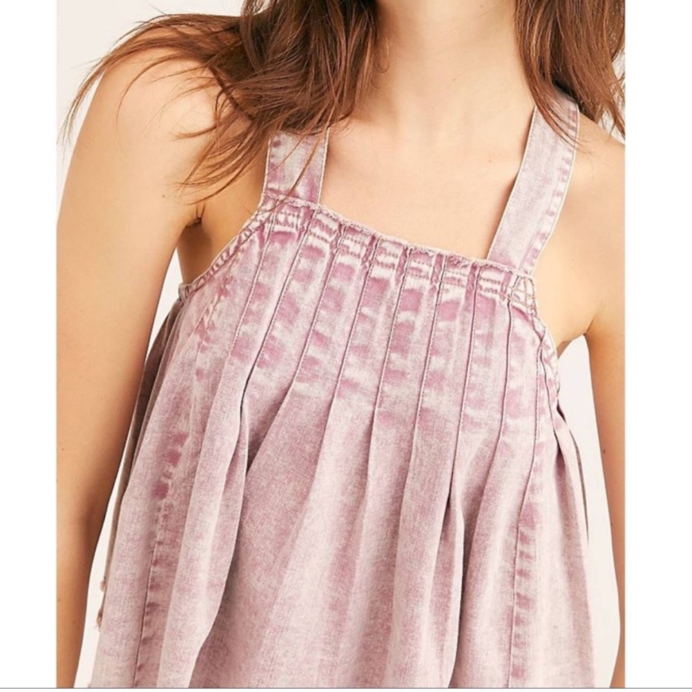 NWT Free People Marina Denim Top Pink Wash